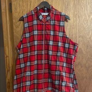Lee Red and Brown Plaid Vest